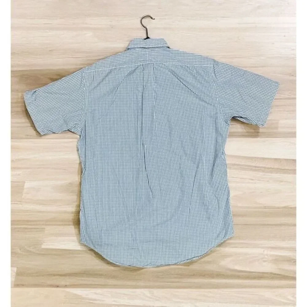 RALPH LAUREN POLO Mens Shirt 15 32/33‎ Blue White Check Short Sleeve Button Down